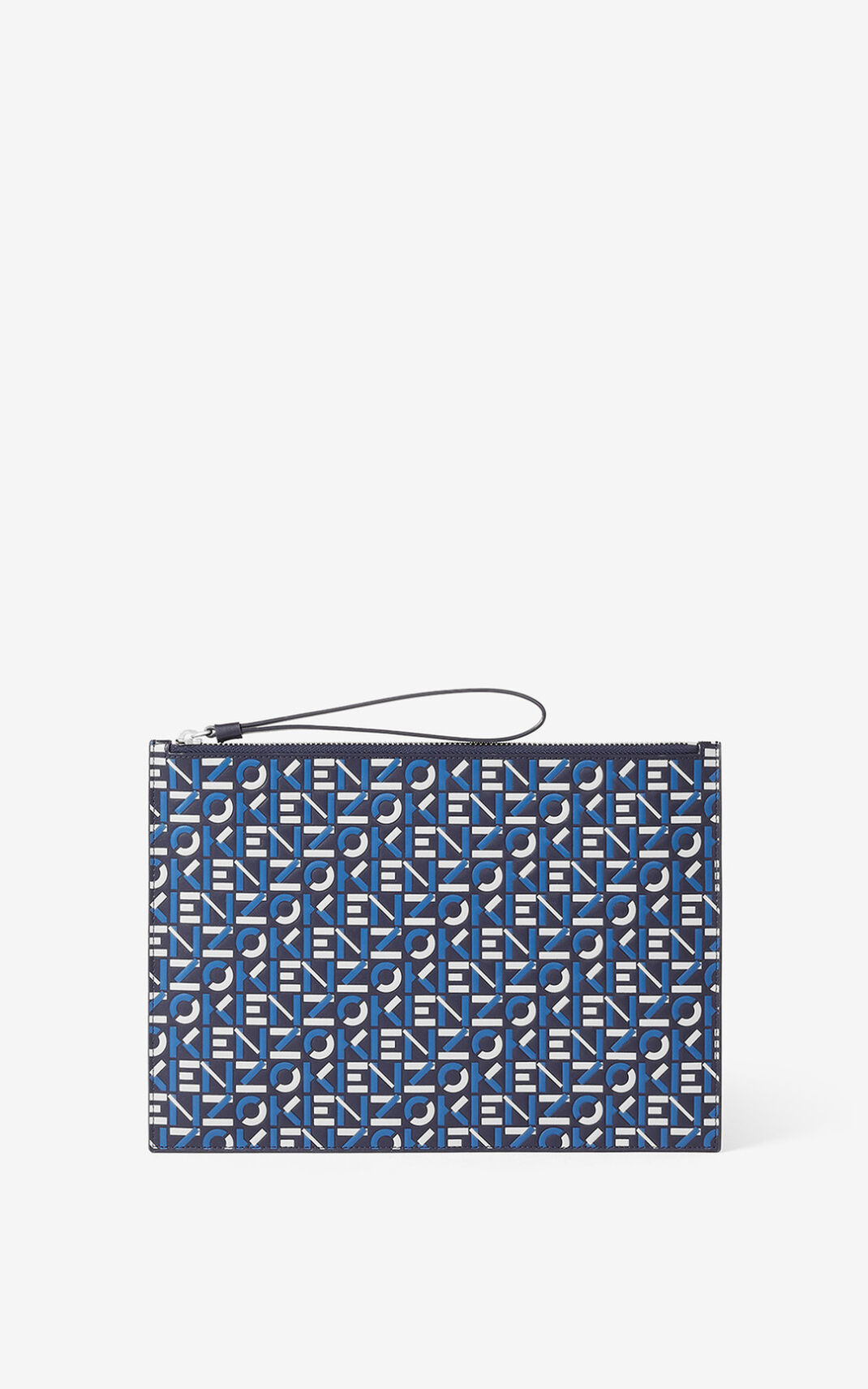 Kenzo Large monogram Læder Clutch Herre - Blå DK-662750